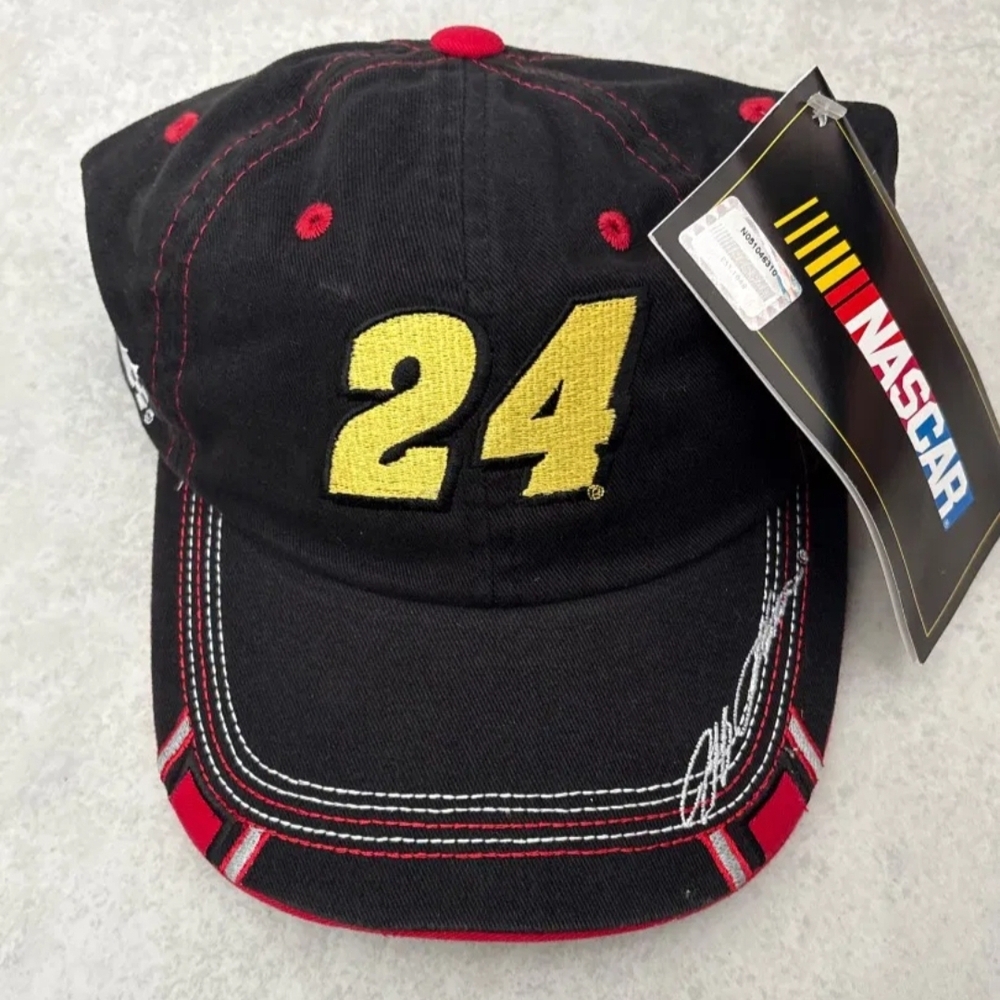 Vintage NASCAR Black Cap with Yellow Number